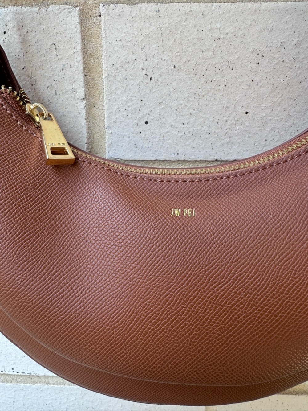 NWOT JW PEI Sharon Brown Crossbody Crescent Vegan Leather Bag - Picture 6 of 11